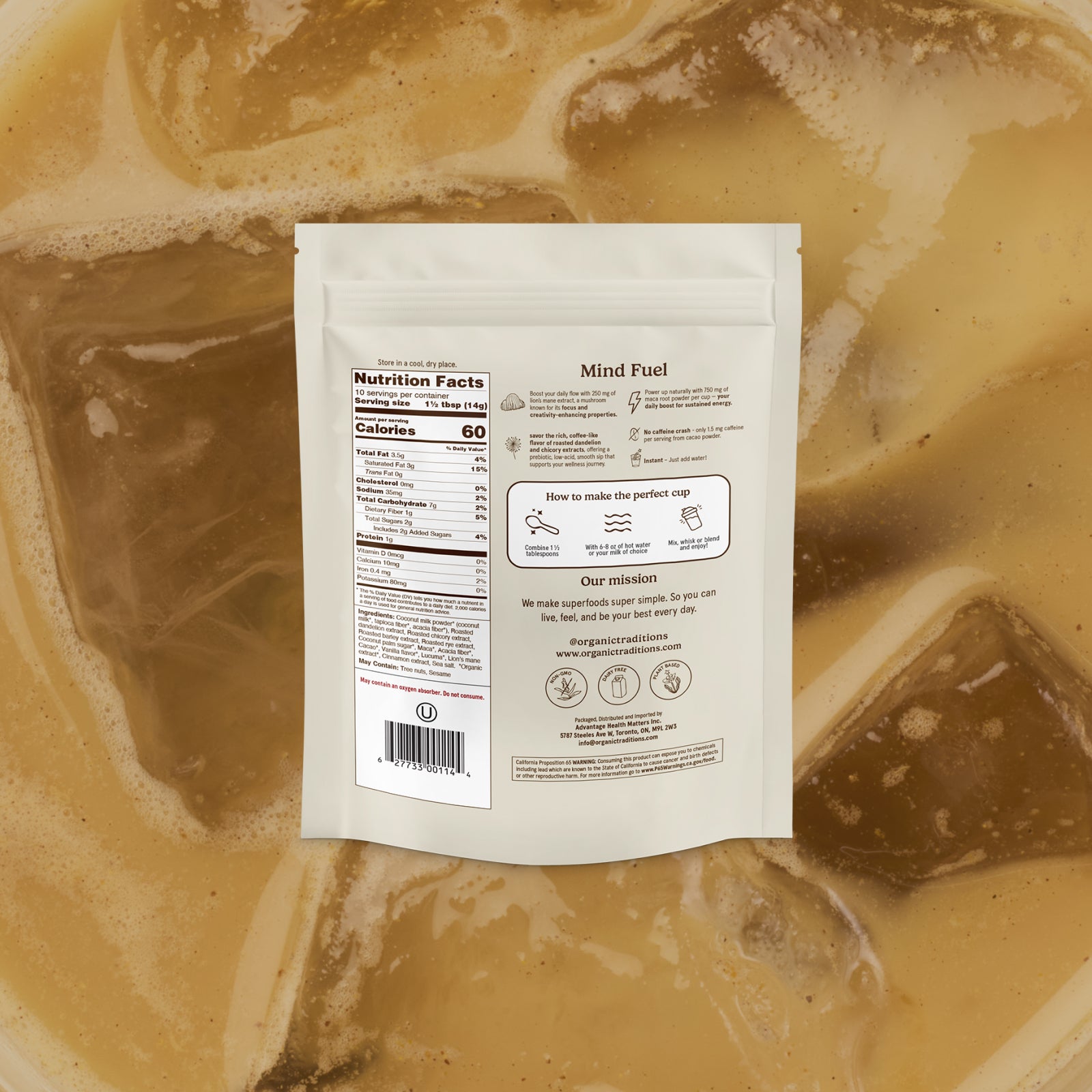 Mind Fuel iced and hot latte serving