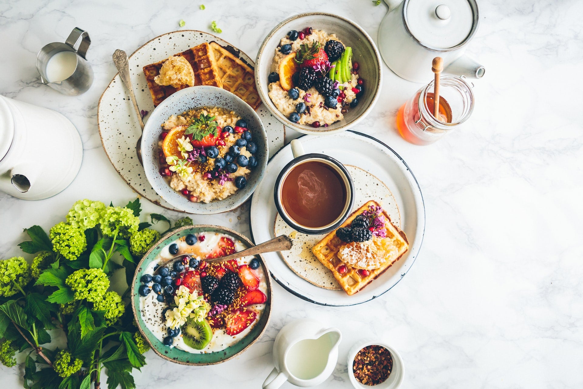 Several superfood breakfast dishes