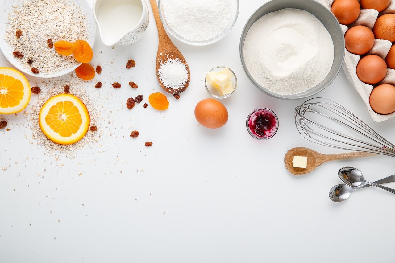 ingritients and tools for baking healthy food