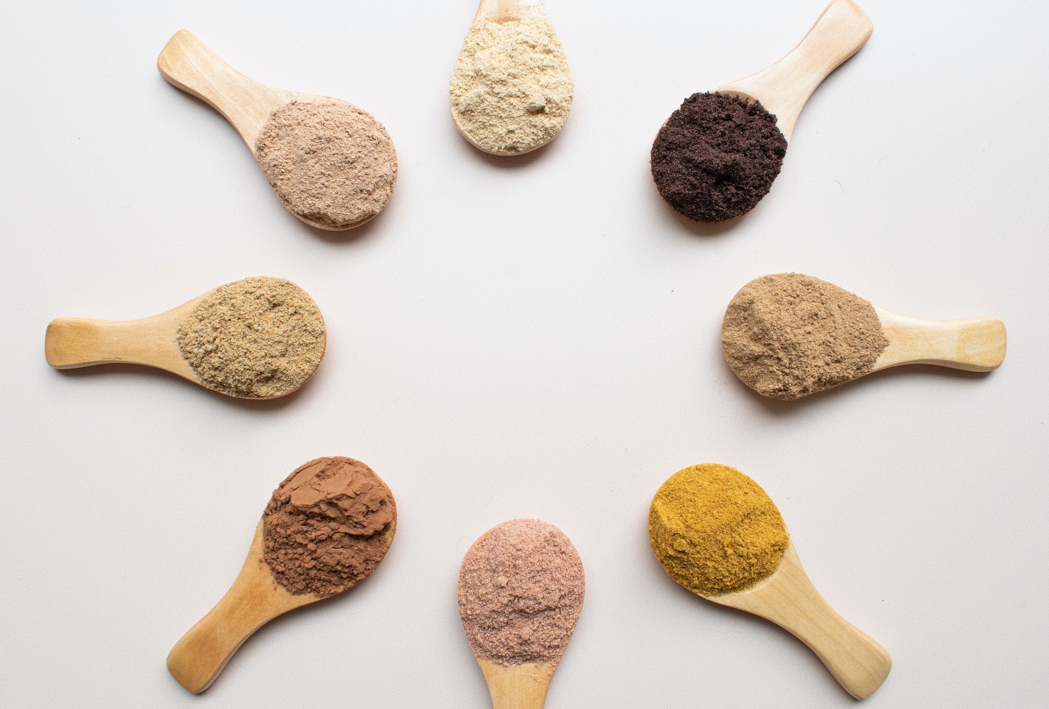 organic maca powders in different colors