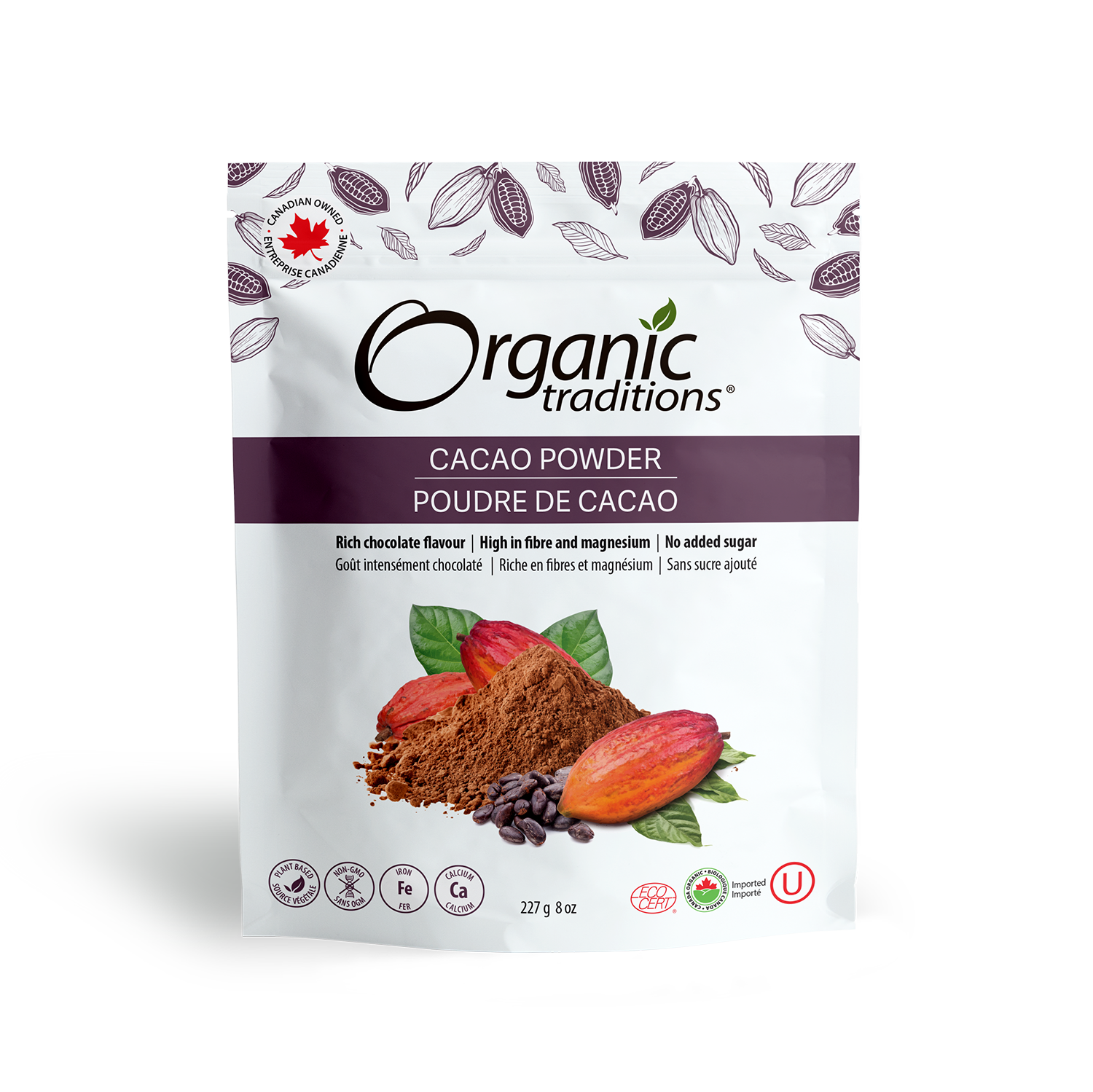 organic traditions cacao powder front of bag image