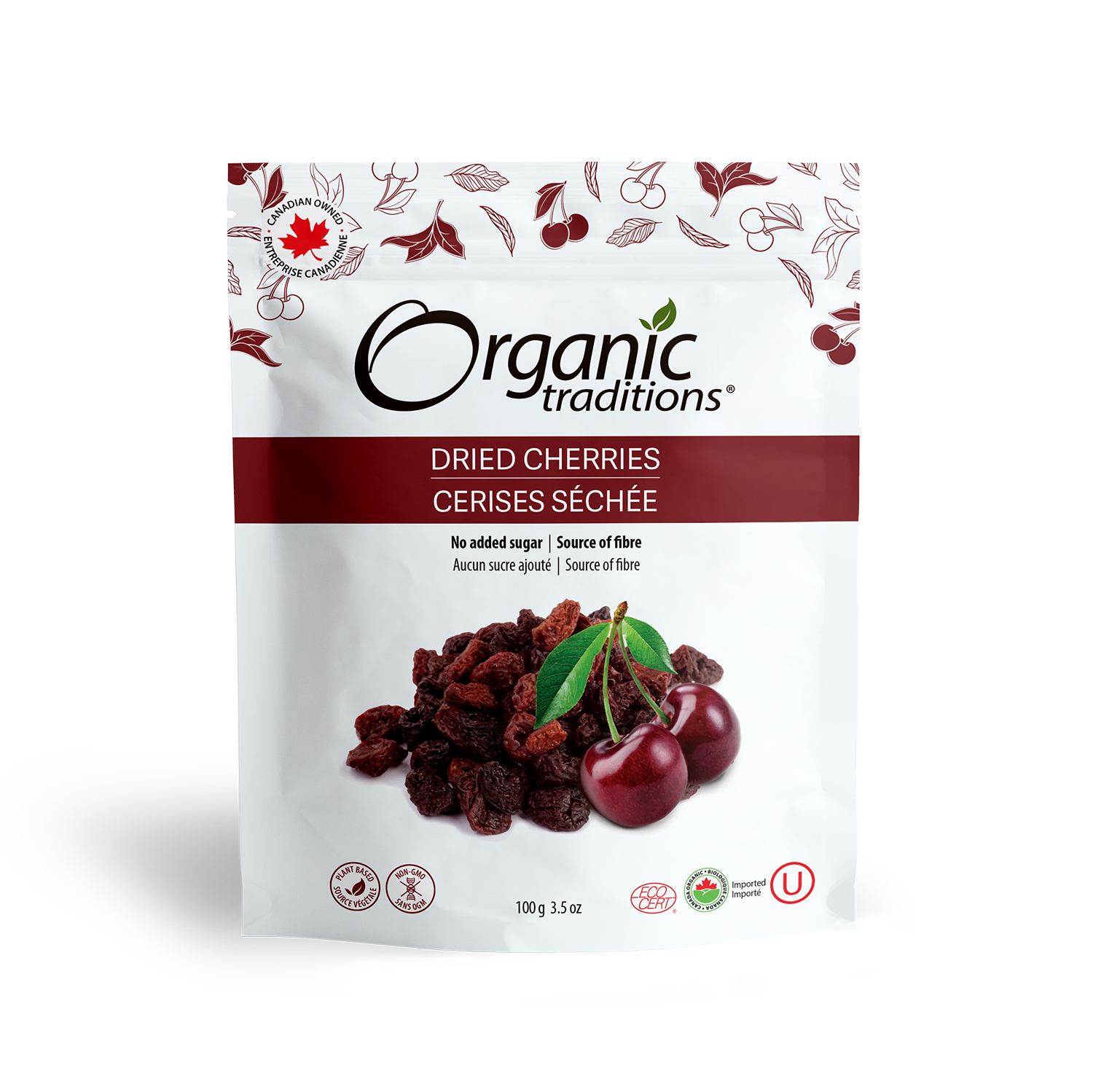 organic traditions dried cherries front of bag image
