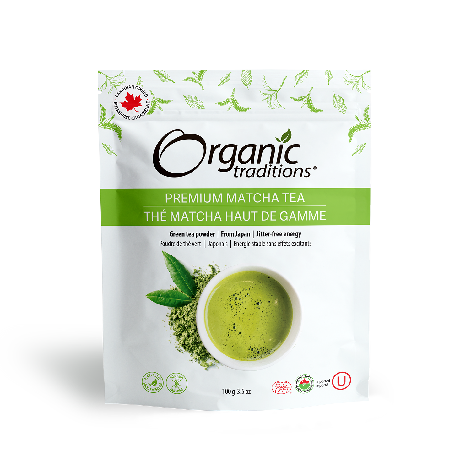 organic traditions premium matcha tea front of bag image