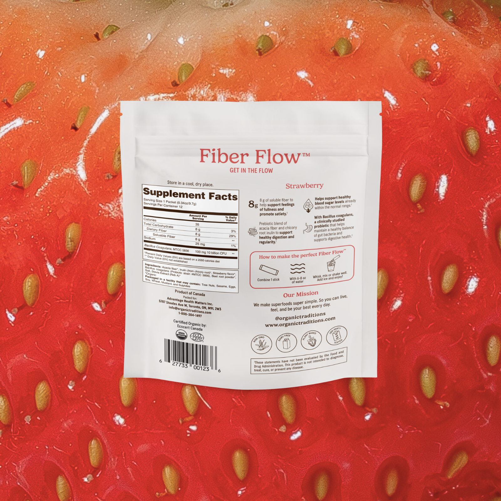 Fiber Flow Strawberry (12 Sticks)