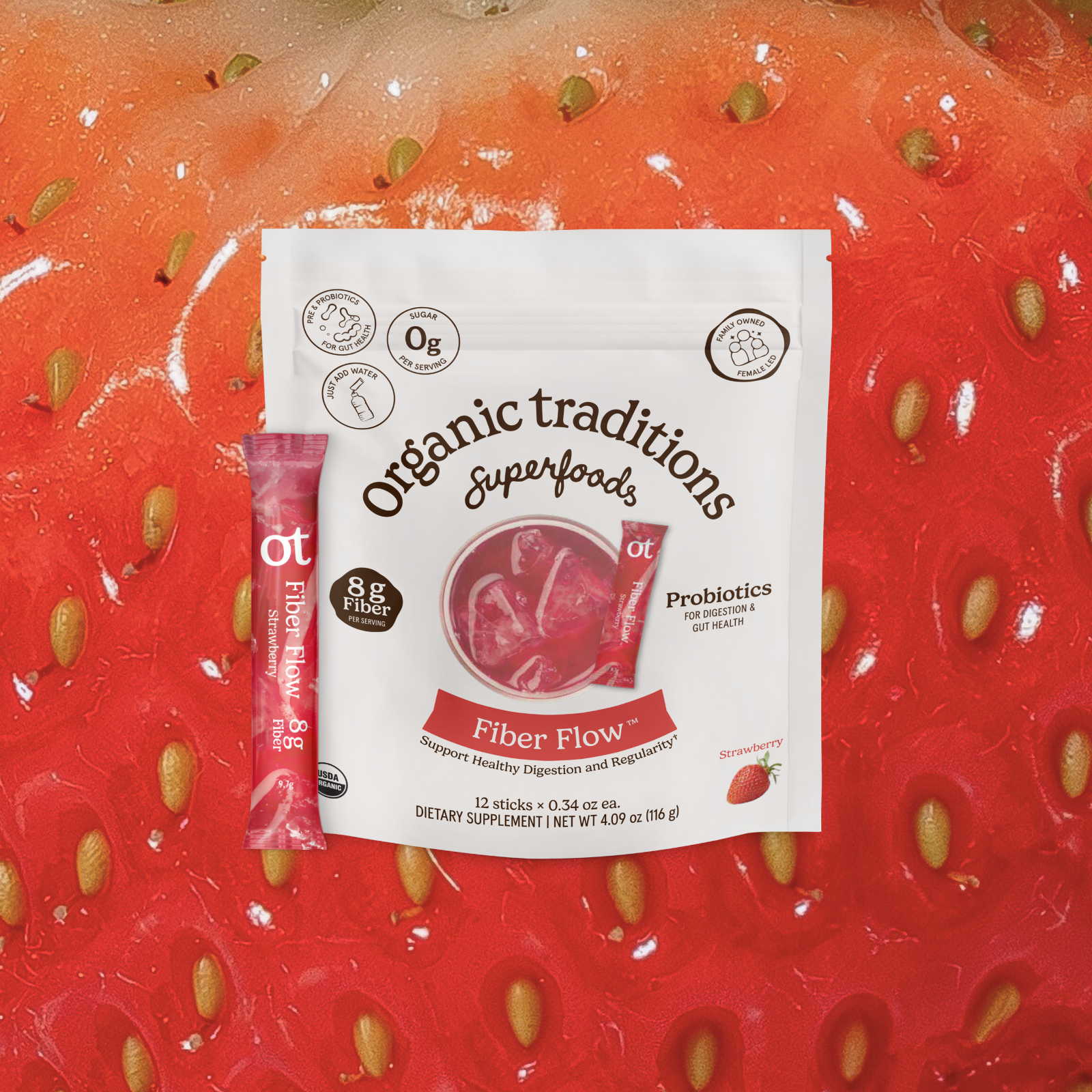 Fiber Flow Strawberry (12 Sticks)