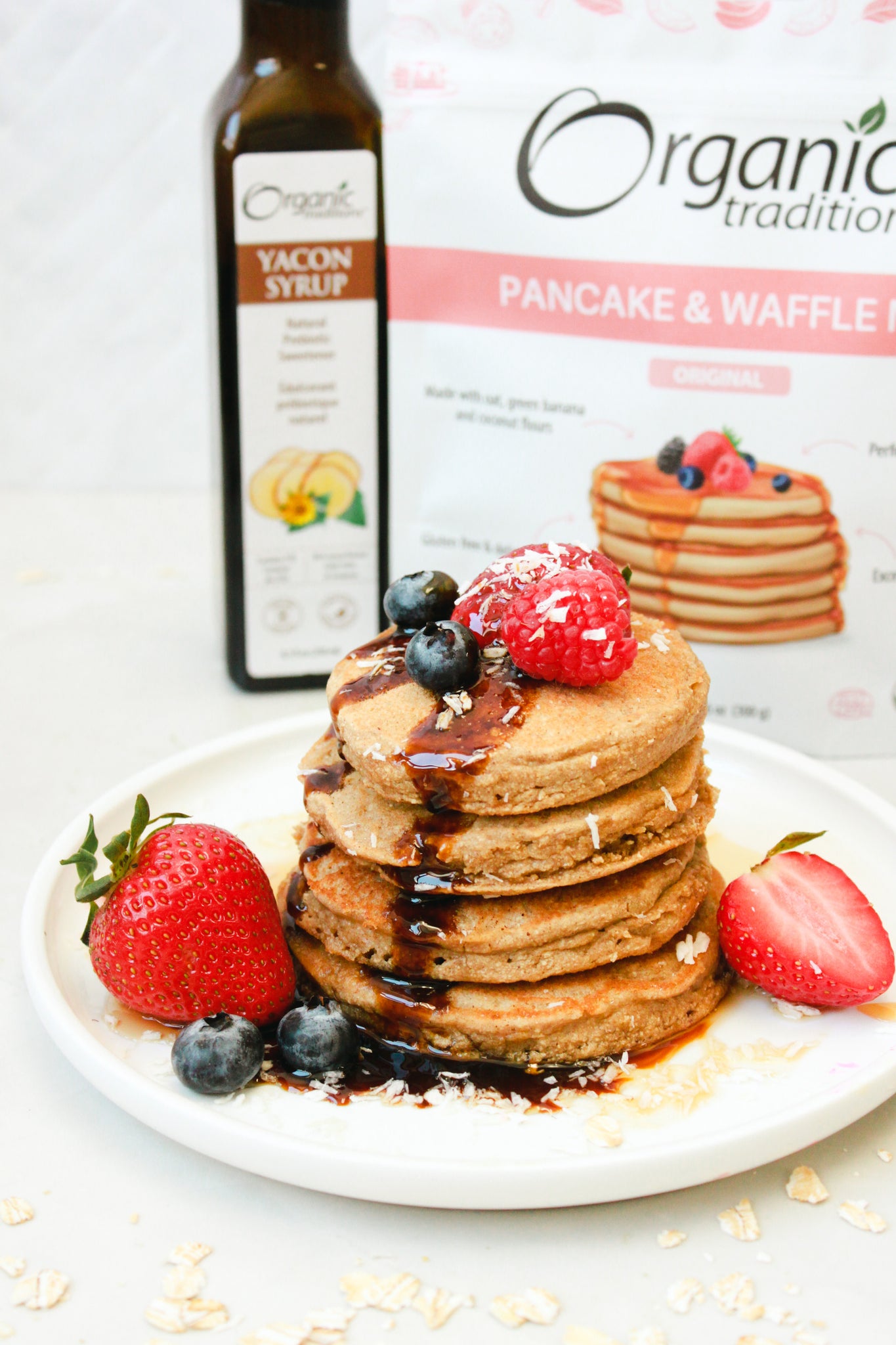 organic traditions original pancakes with yacon syrup drizzle